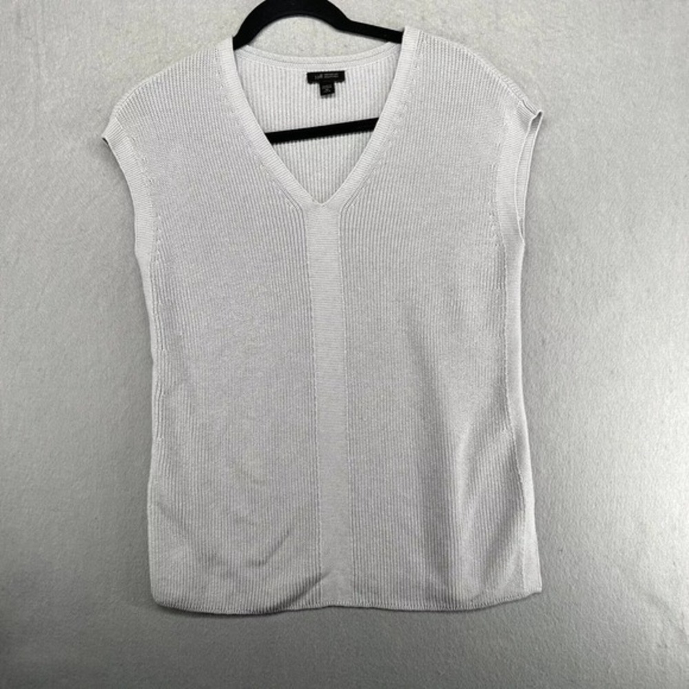 J Jill Sweater Womens XSP Gray Wearever Sleeveless V Neck Ribbed Layering‎ Vest